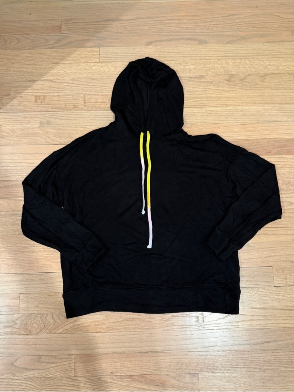 Women’s Sundry Black Hoodie with Contrast Drawcords, Size Small
